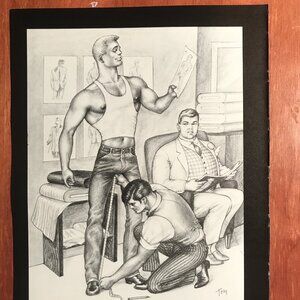 Art Page/Print from TOM of FINLAND Book - Retrospective #1 1988 Inseam Tailor/Na